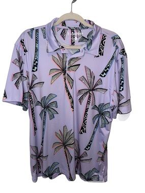 chubbies Lavender Palm-Print Polo Shirt